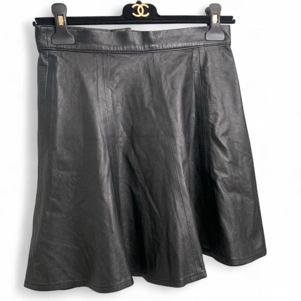NWT Rag & Bone Black flare mini Leather skater Skirt size 2 #Y2K #skaterskirt